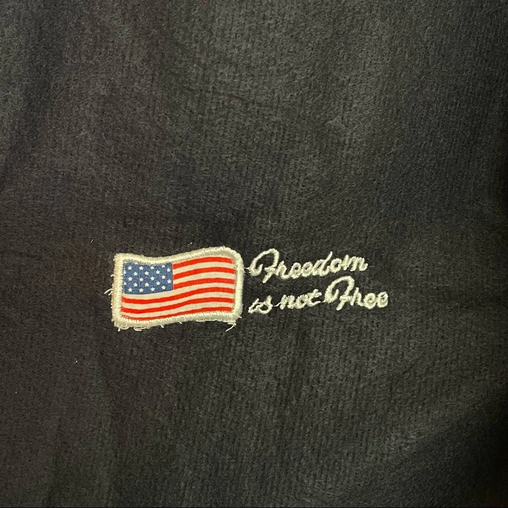 Snuggie-style Blanket with Sleeves Brushed Fleece Navy Blue with American Flag